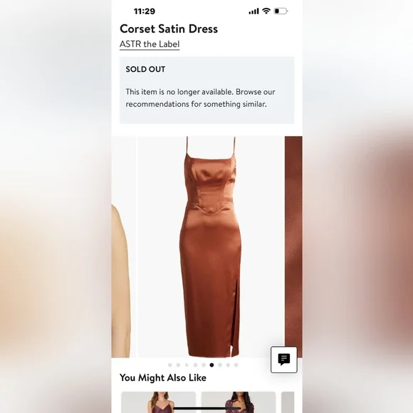 ASTR The Label NWT Corset Copper Satin Dress Size Large